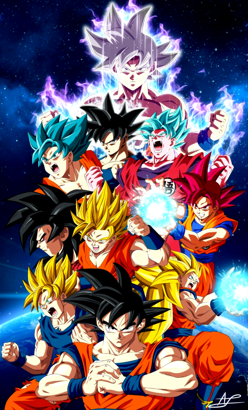 Different Goku transformations.png