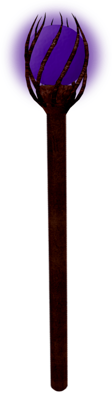This is the staff as it appears when found. By the time a player has found it, it may have already absorbed power from the souls of its previous owners.